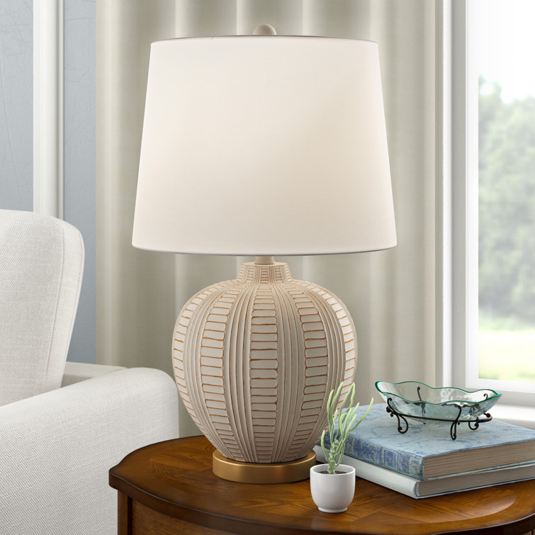 Langley Street Crowl 23.25'' Cream/Rose Gold Table Lamp with USB